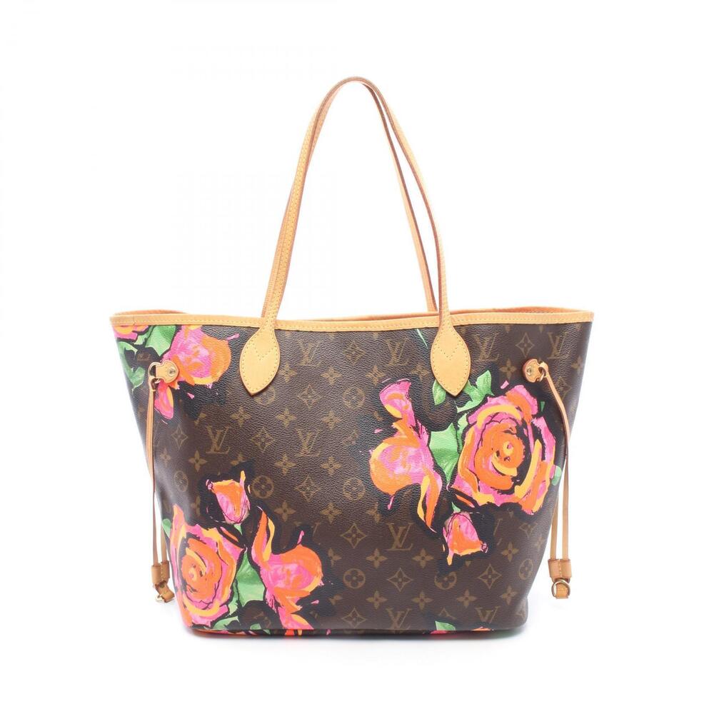 Louis Vuitton Neverfull Tote Bag Canvas Leather Monogram Rose Pink Brown